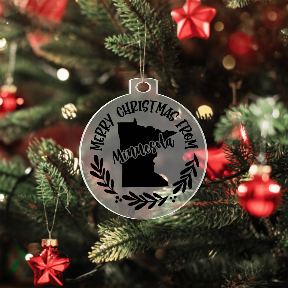 Merry Christmas From Minnesota - Acrylic Ornament