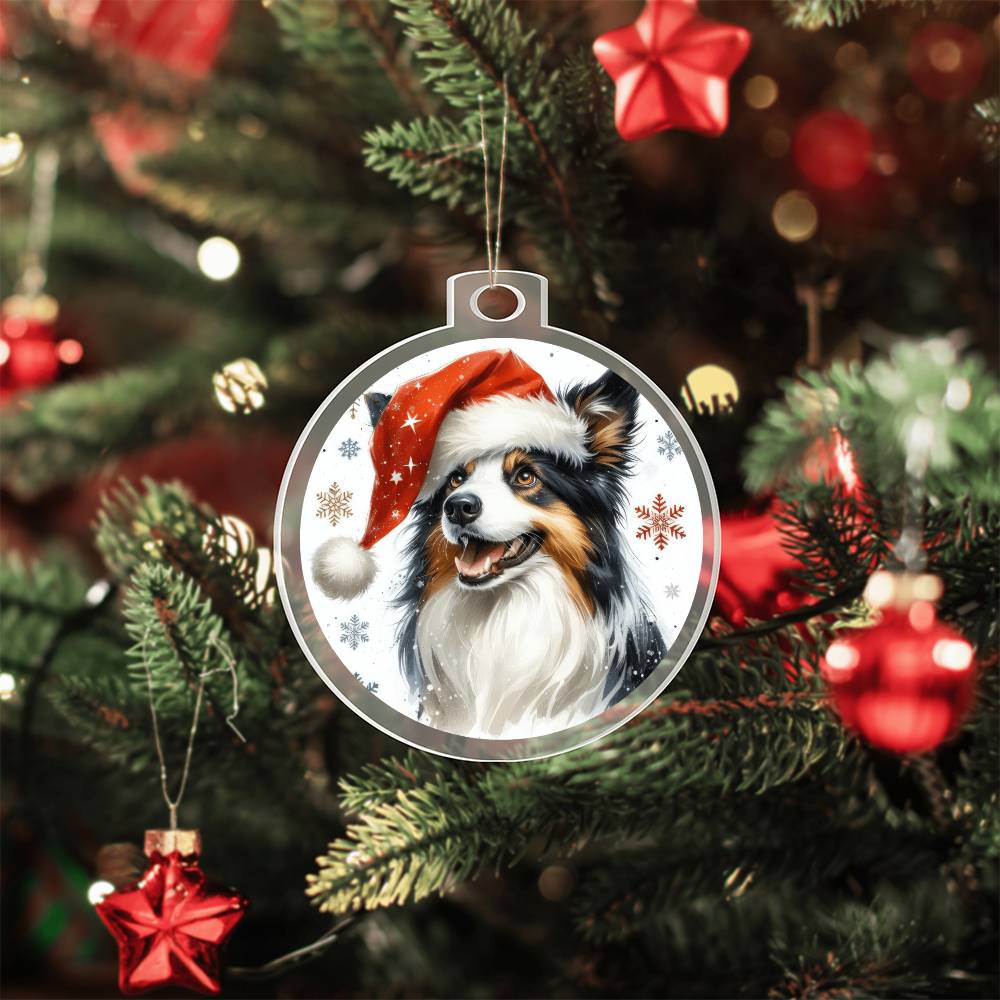 Christmas Dog - Border Collie - Acrylic Ornament