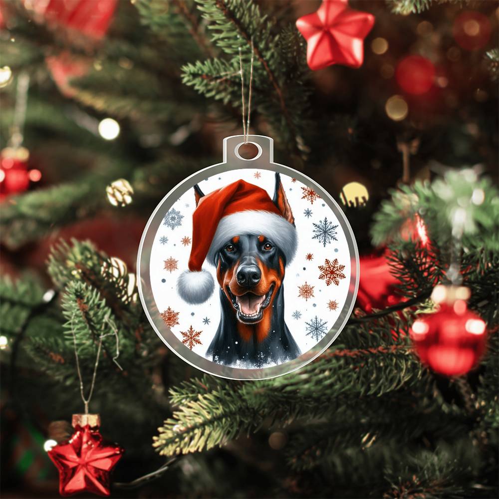 Christmas Dog - Doberman Pinscher - Acrylic Ornament