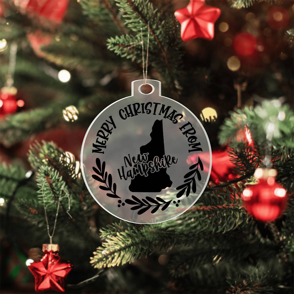 Merry Christmas From New Hampshire - Acrylic Ornament