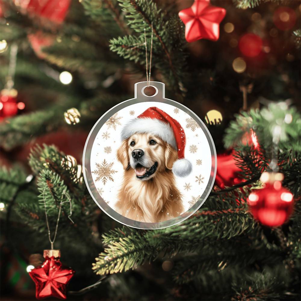 Christmas Dog - Golden Retriever - Acrylic Ornament