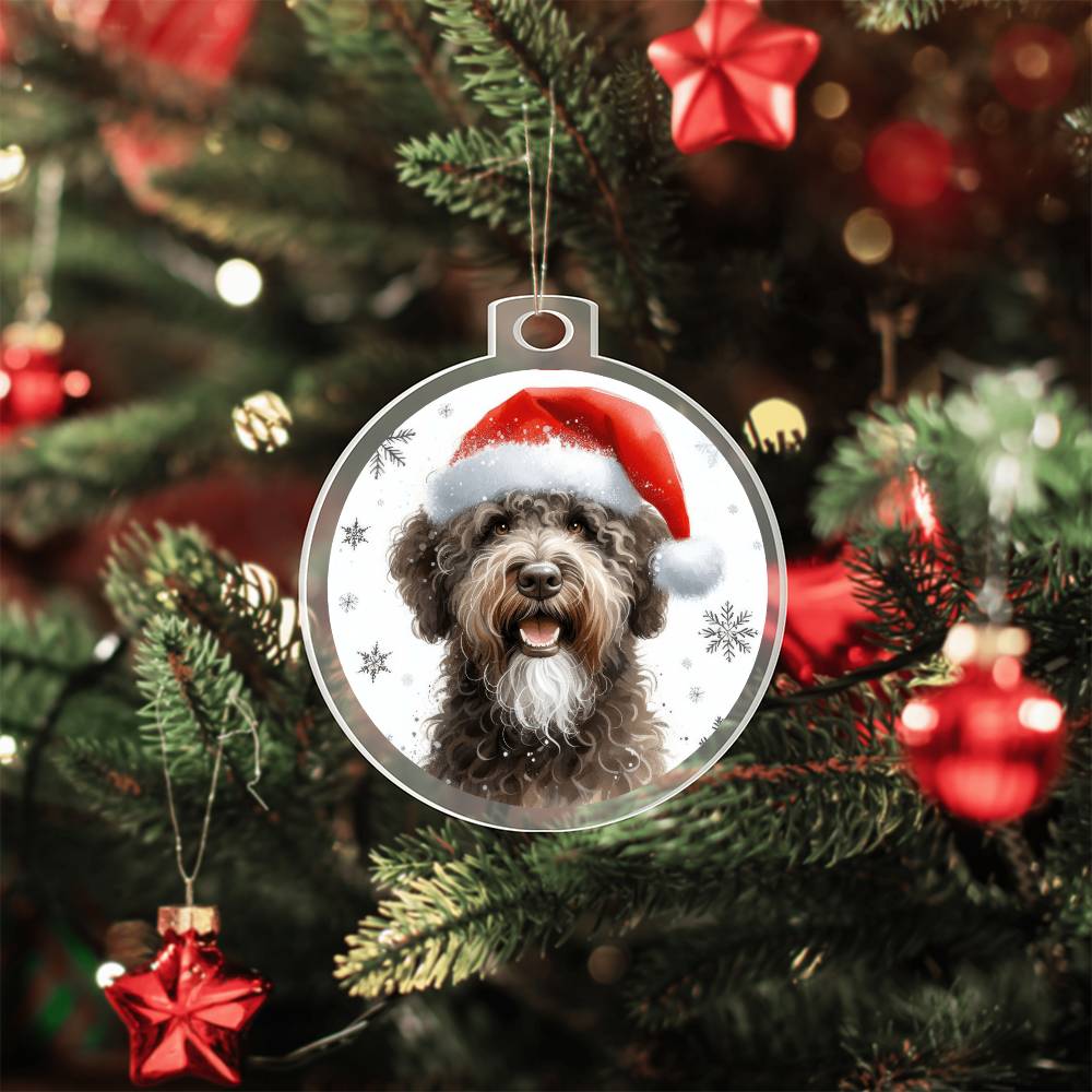 Christmas Dog - Spanish Water Dog - Acrylic Ornament