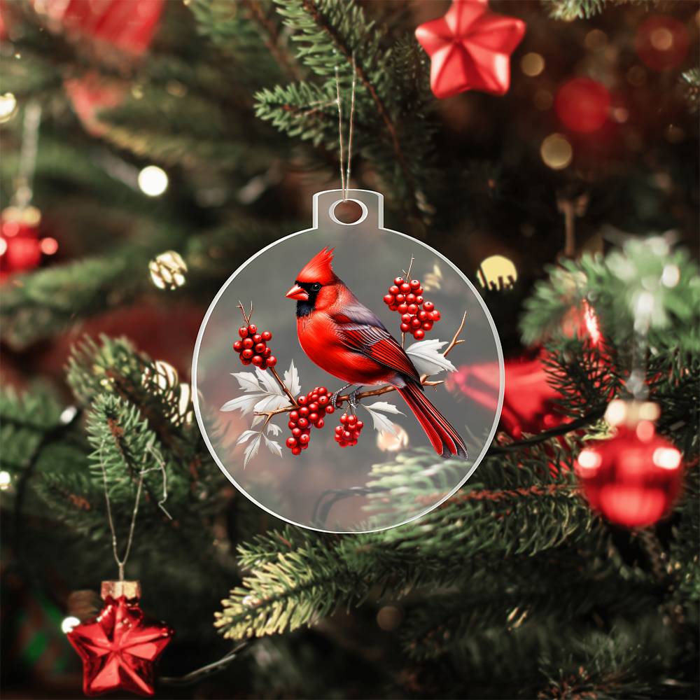 Christmas Cardinal 007 - Acrylic Ornament