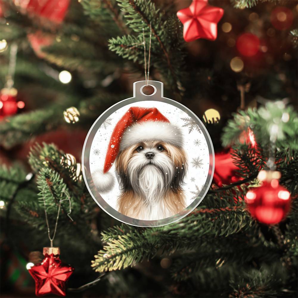 Christmas Dog - Lhasa Apso - Acrylic Ornament