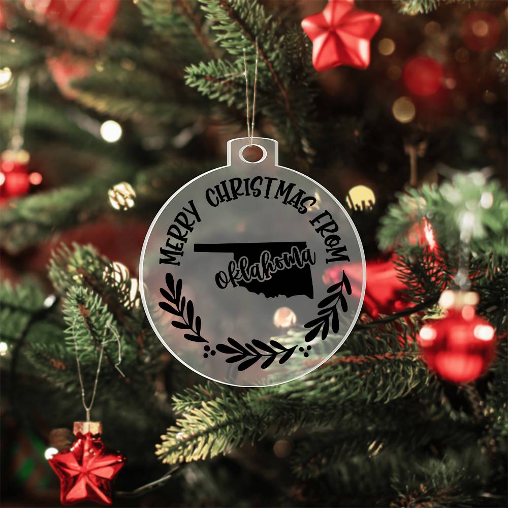 Merry Christmas From Oklahoma - Acrylic Ornament