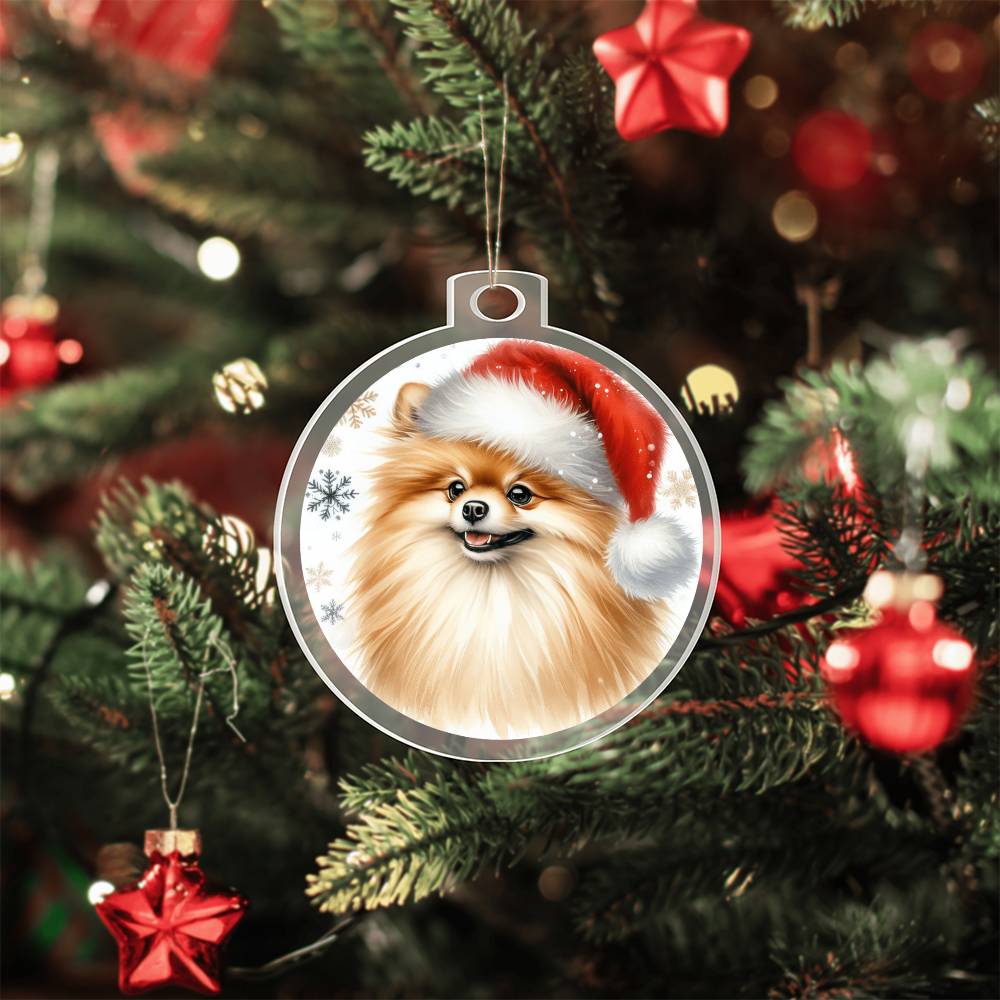 Christmas Dog - Pomeranian - Acrylic Ornament