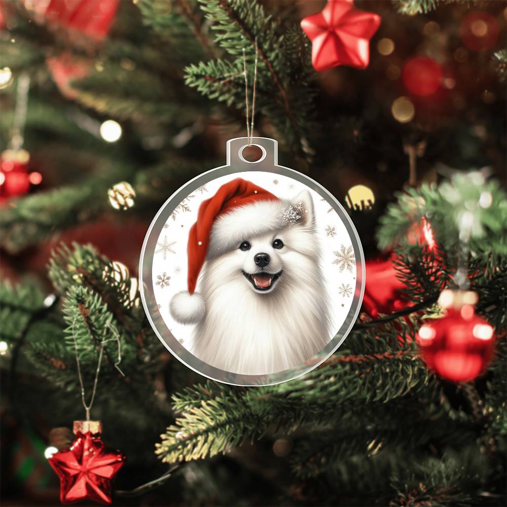 Christmas Dog - American Eskimo - Acrylic Ornament