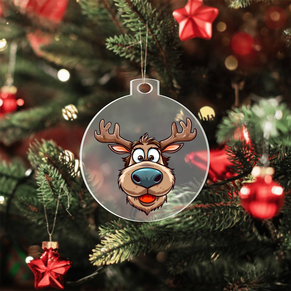 Funny Reindeer Face 02 - Acrylic Ornament