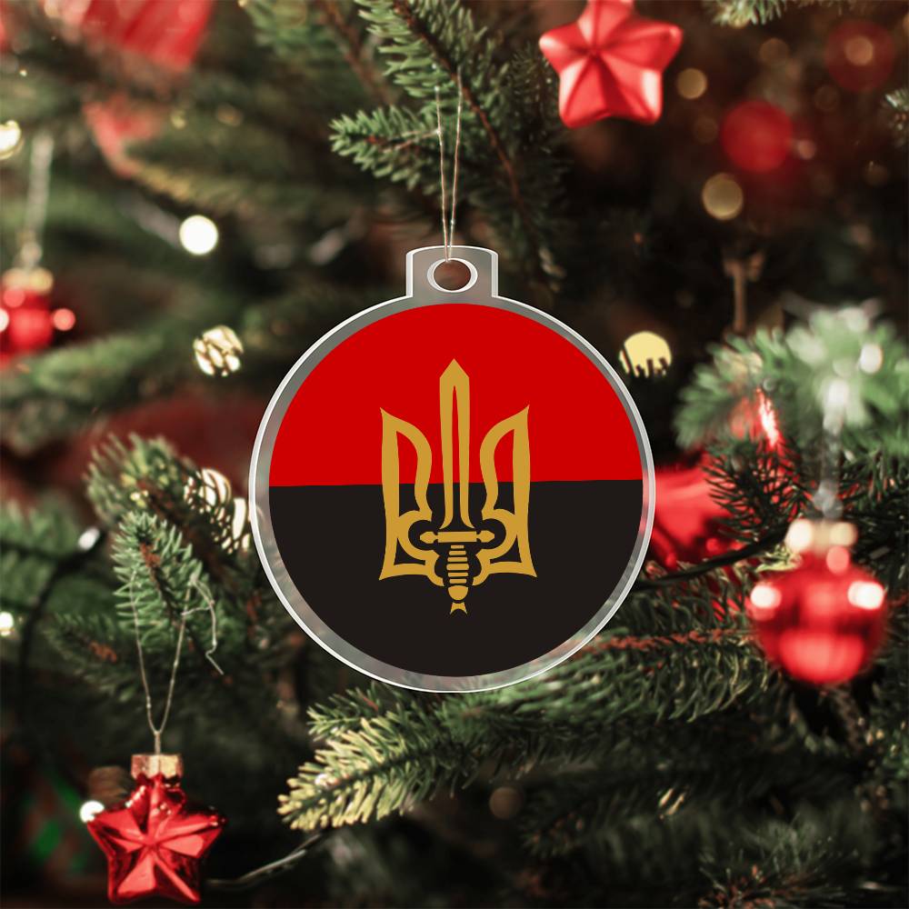 Stylized Tryzub And Red-Black Flag - Acrylic Ornament