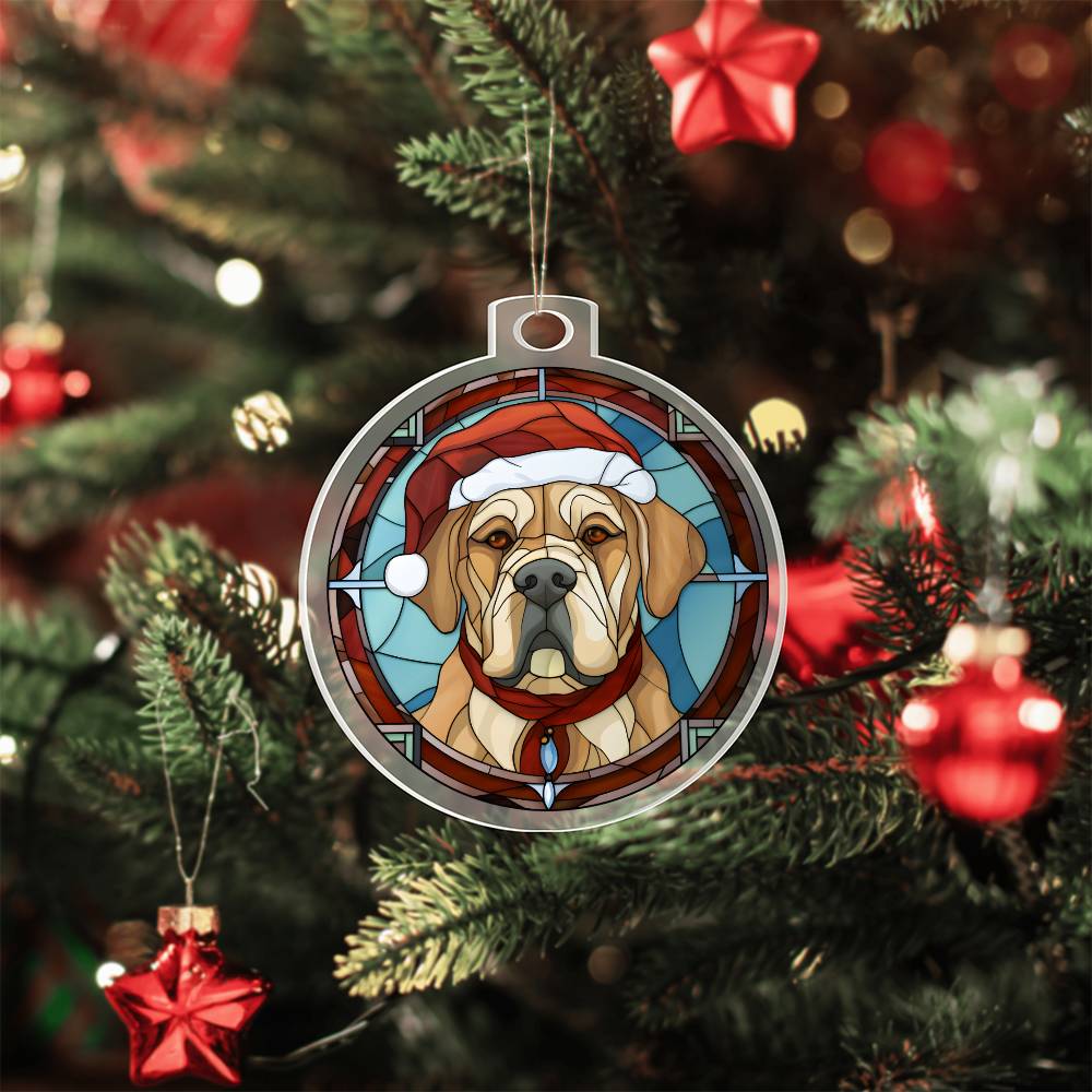 Dog Stained Glass Christmas Design 004 - Acrylic Ornament
