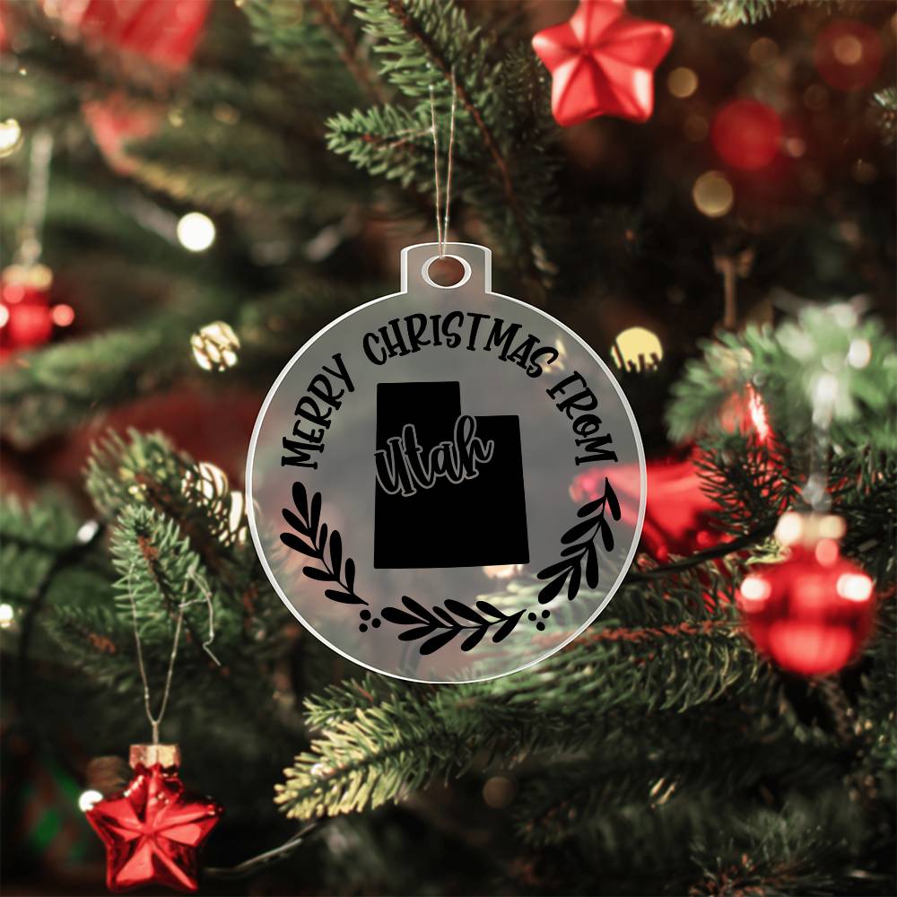 Merry Christmas From Utah - Acrylic Ornament