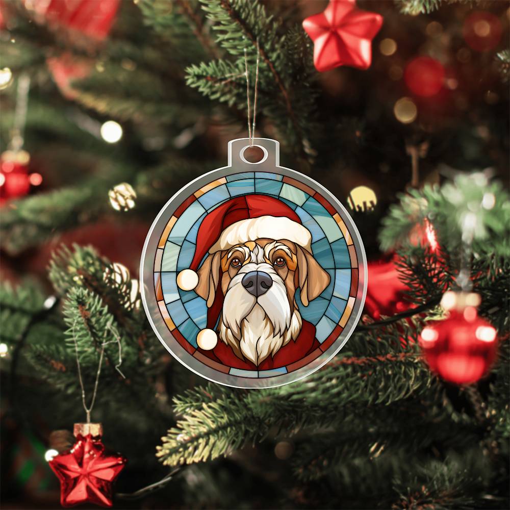 Dog Stained Glass Christmas Design 006 - Acrylic Ornament