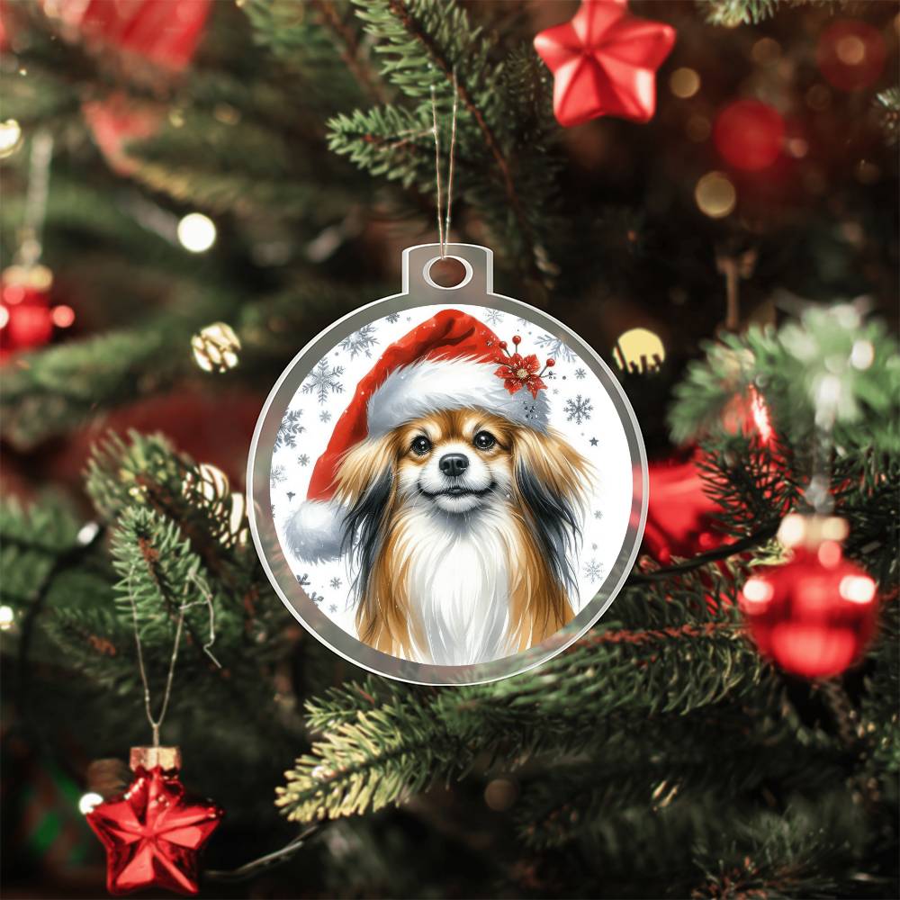 Christmas Dog - Tibetan Spaniel - Acrylic Ornament