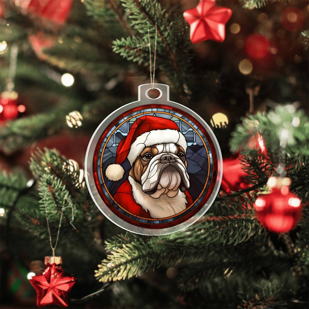 Dog Stained Glass Christmas Design 015 - Acrylic Ornament