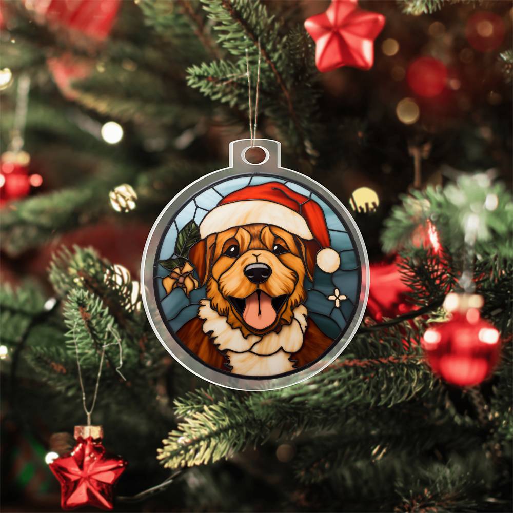 Dog Stained Glass Christmas Design 011 - Acrylic Ornament