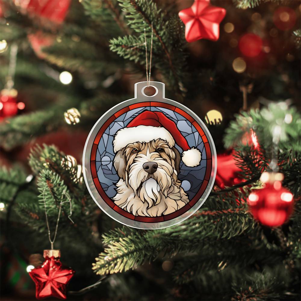 Dog Stained Glass Christmas Design 014 - Acrylic Ornament