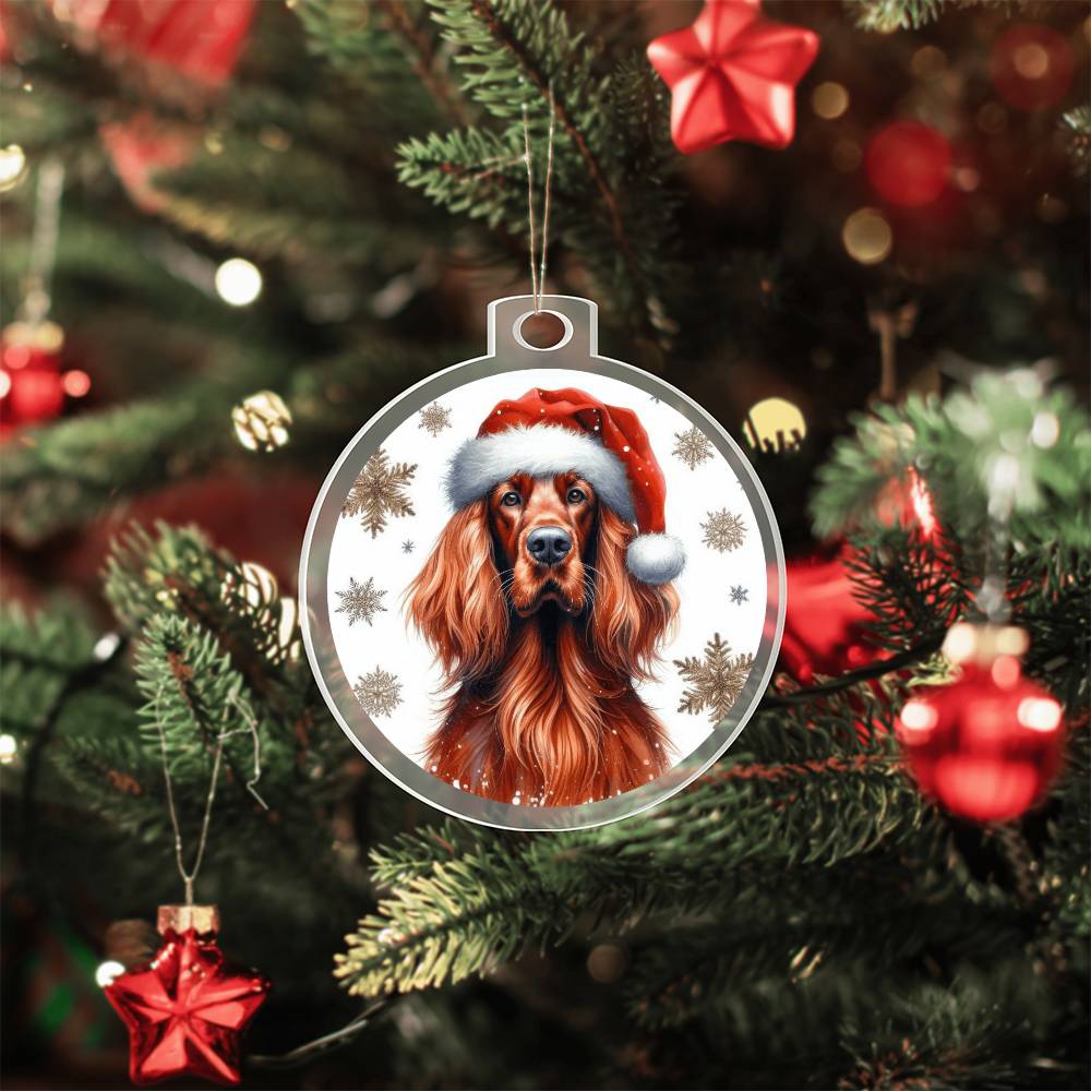 Christmas Dog - Irish Setter - Acrylic Ornament