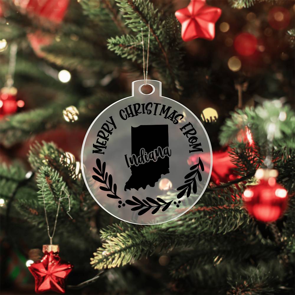 Merry Christmas From Indiana - Acrylic Ornament