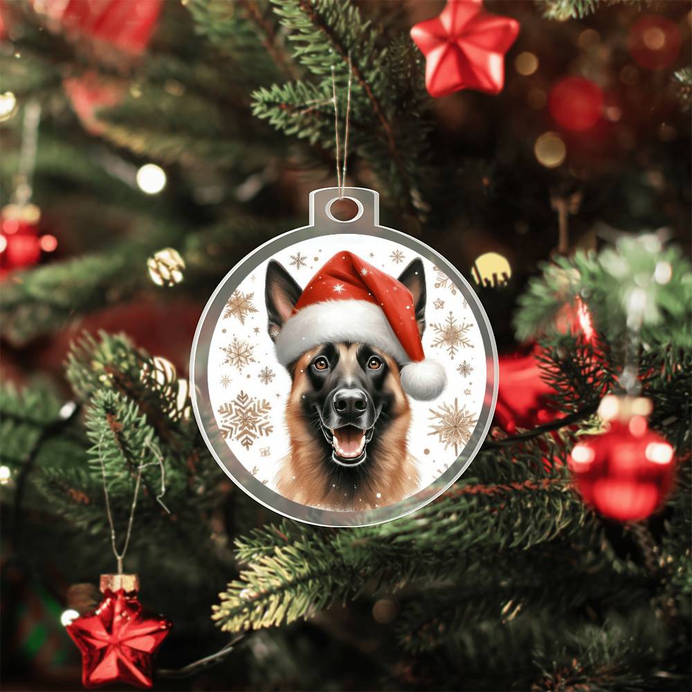 Christmas Dog - Belgian Malinois - Acrylic Ornament