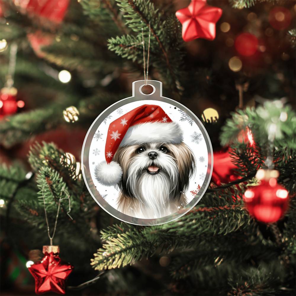 Christmas Dog - Shih Tzu - Acrylic Ornament