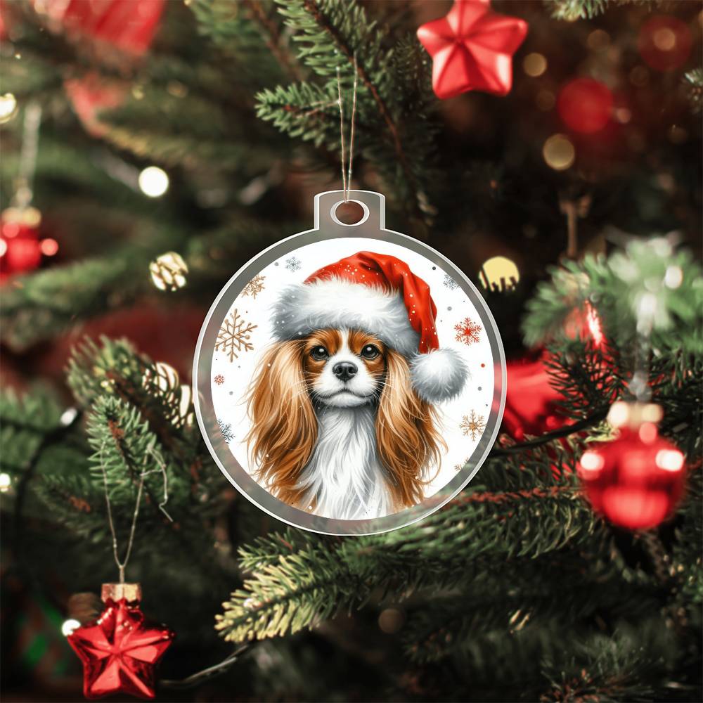 Christmas Dog - English Toy Spaniel - Acrylic Ornament