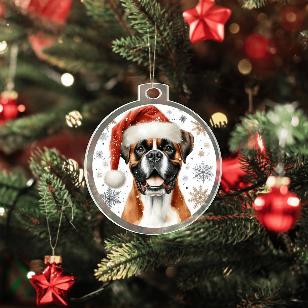 Christmas Dog - Boxer - Acrylic Ornament