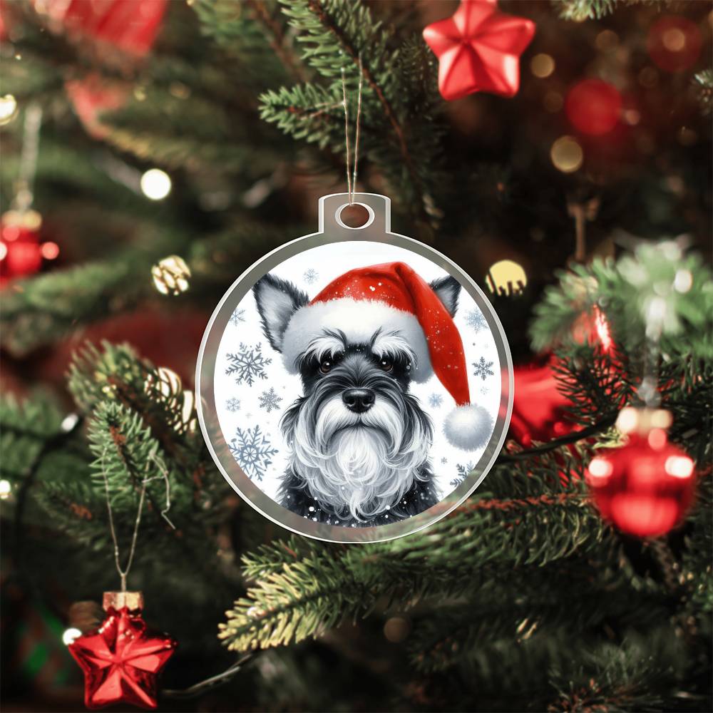 Christmas Dog - Miniature Schnauzer - Acrylic Ornament