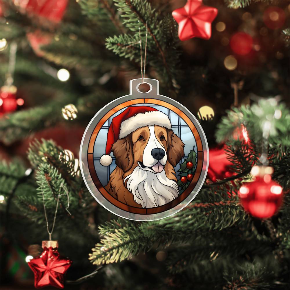 Dog Stained Glass Christmas Design 024 - Acrylic Ornament