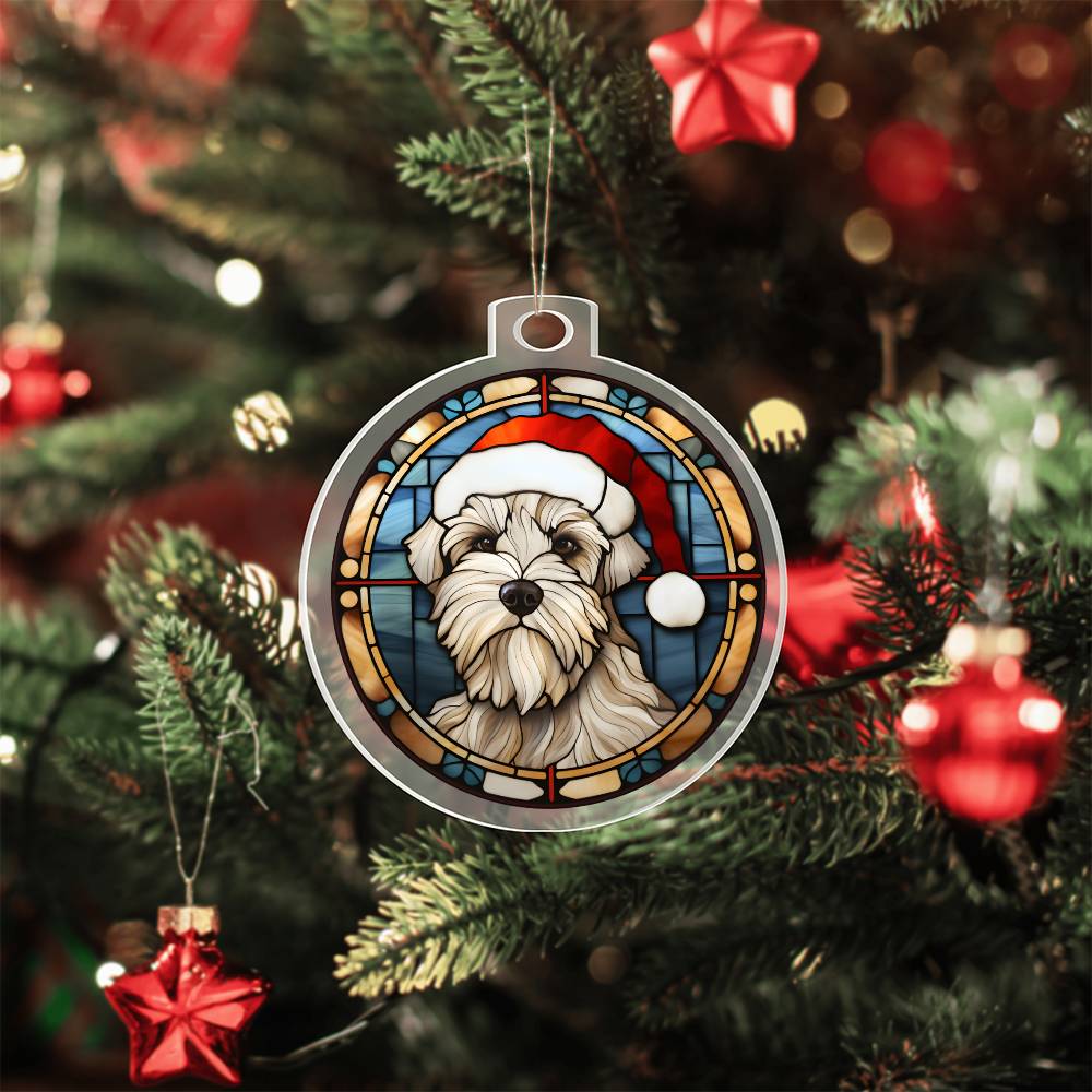 Dog Stained Glass Christmas Design 033 - Acrylic Ornament