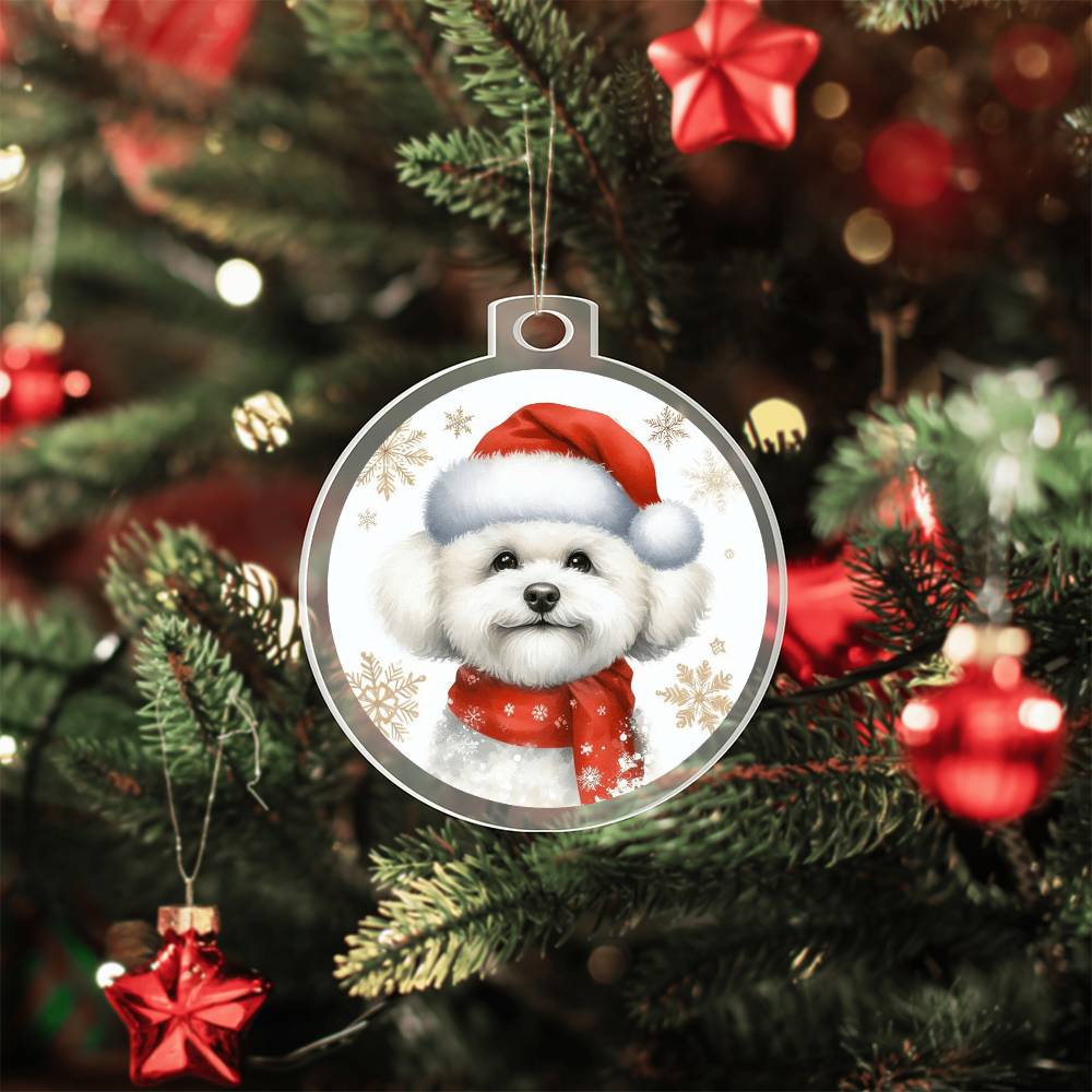 Christmas Dog - Bichon Frise - Acrylic Ornament