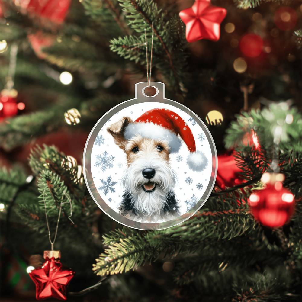 Christmas Dog - Wire Fox Terrier - Acrylic Ornament