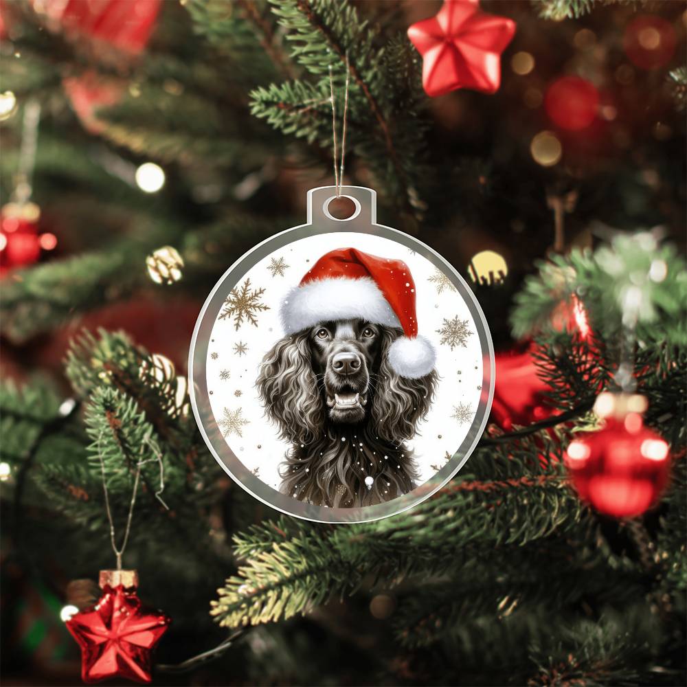 Christmas Dog - Irish Water Spaniel - Acrylic Ornament