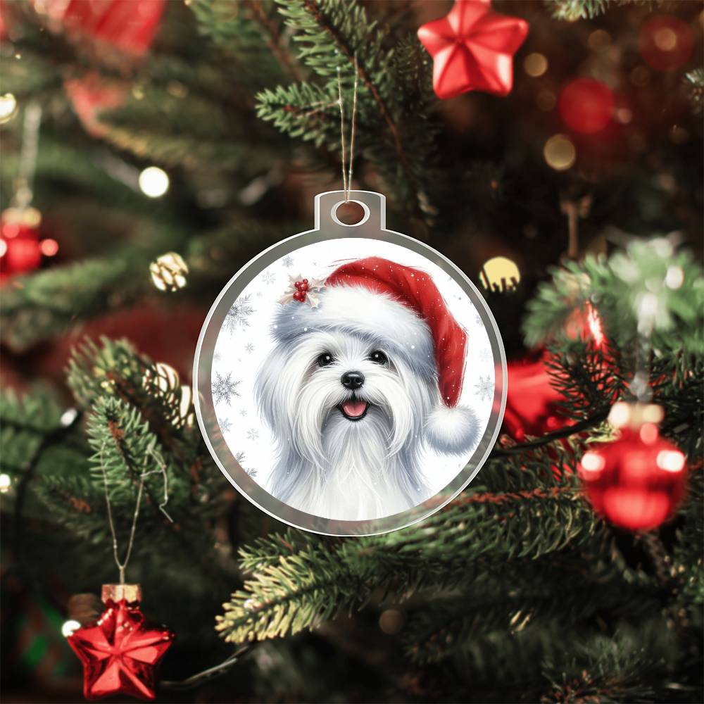 Christmas Dog - Maltese - Acrylic Ornament