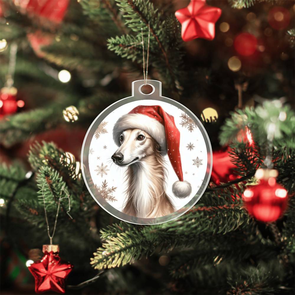 Christmas Dog - Greyhound - Acrylic Ornament