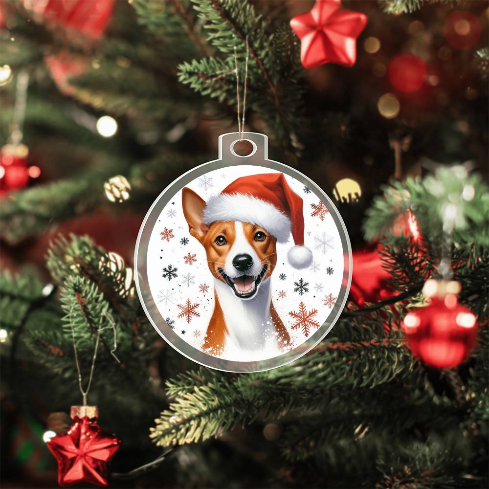 Christmas Dog - Basenji - Acrylic Ornament