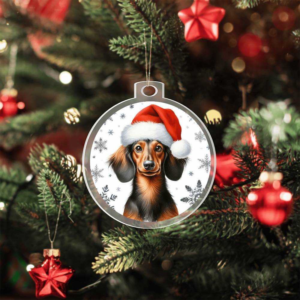 Christmas Dog - Dachshund - Acrylic Ornament