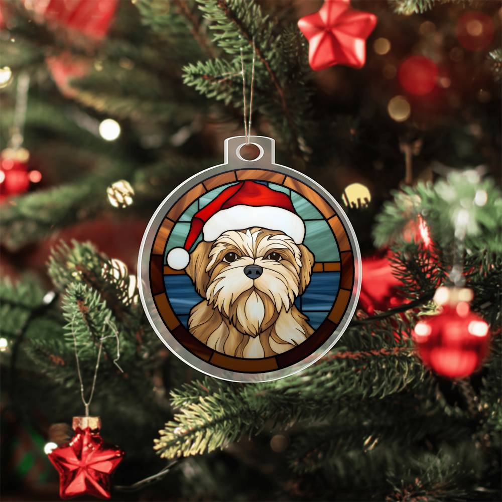 Dog Stained Glass Christmas Design 002 - Acrylic Ornament