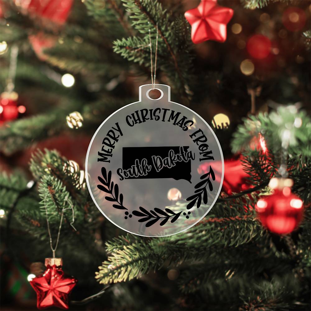 Merry Christmas From South Dakota - Acrylic Ornament