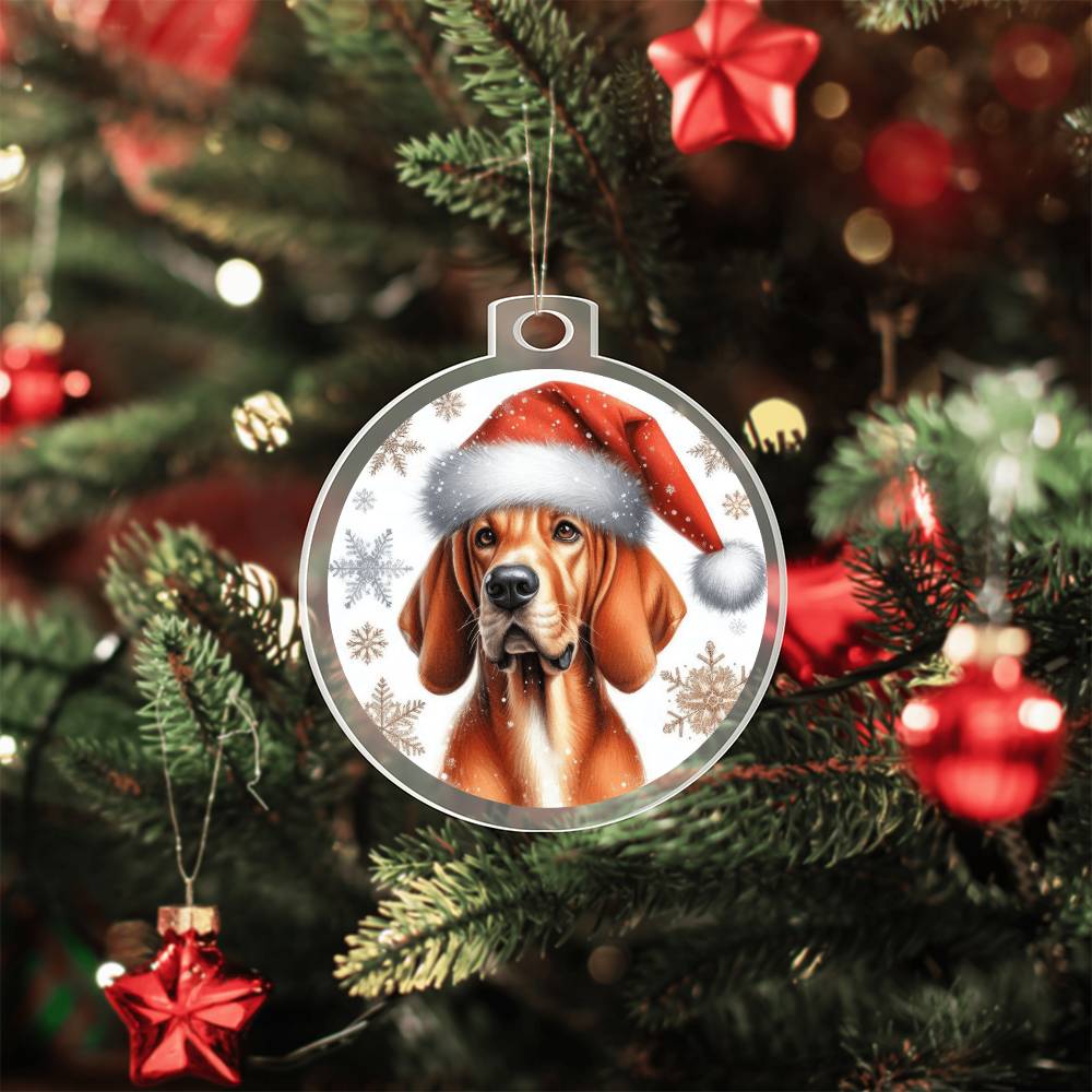 Christmas Dog - Redbone Coonhound - Acrylic Ornament