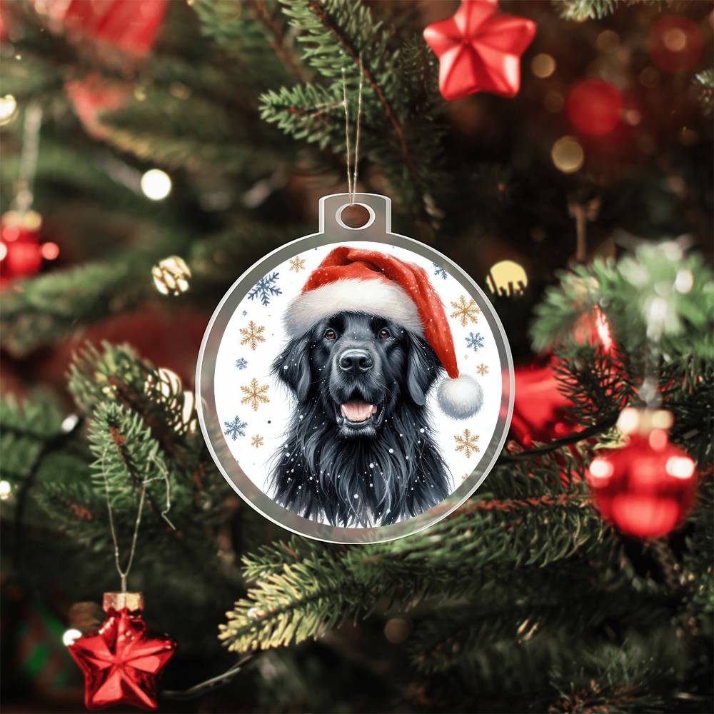 Christmas Dog - Flat-Coated Retriever - Acrylic Ornament