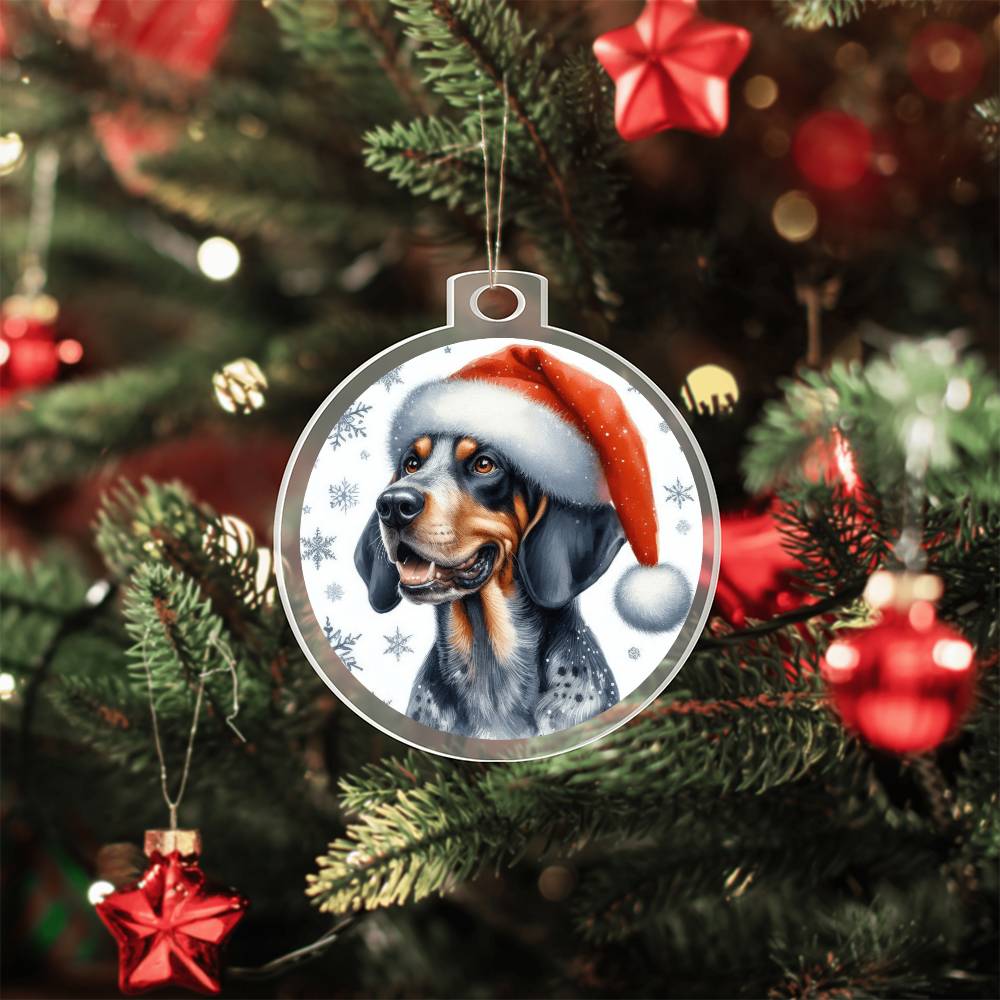 Christmas Dog - Bluetick Coonhound - Acrylic Ornament