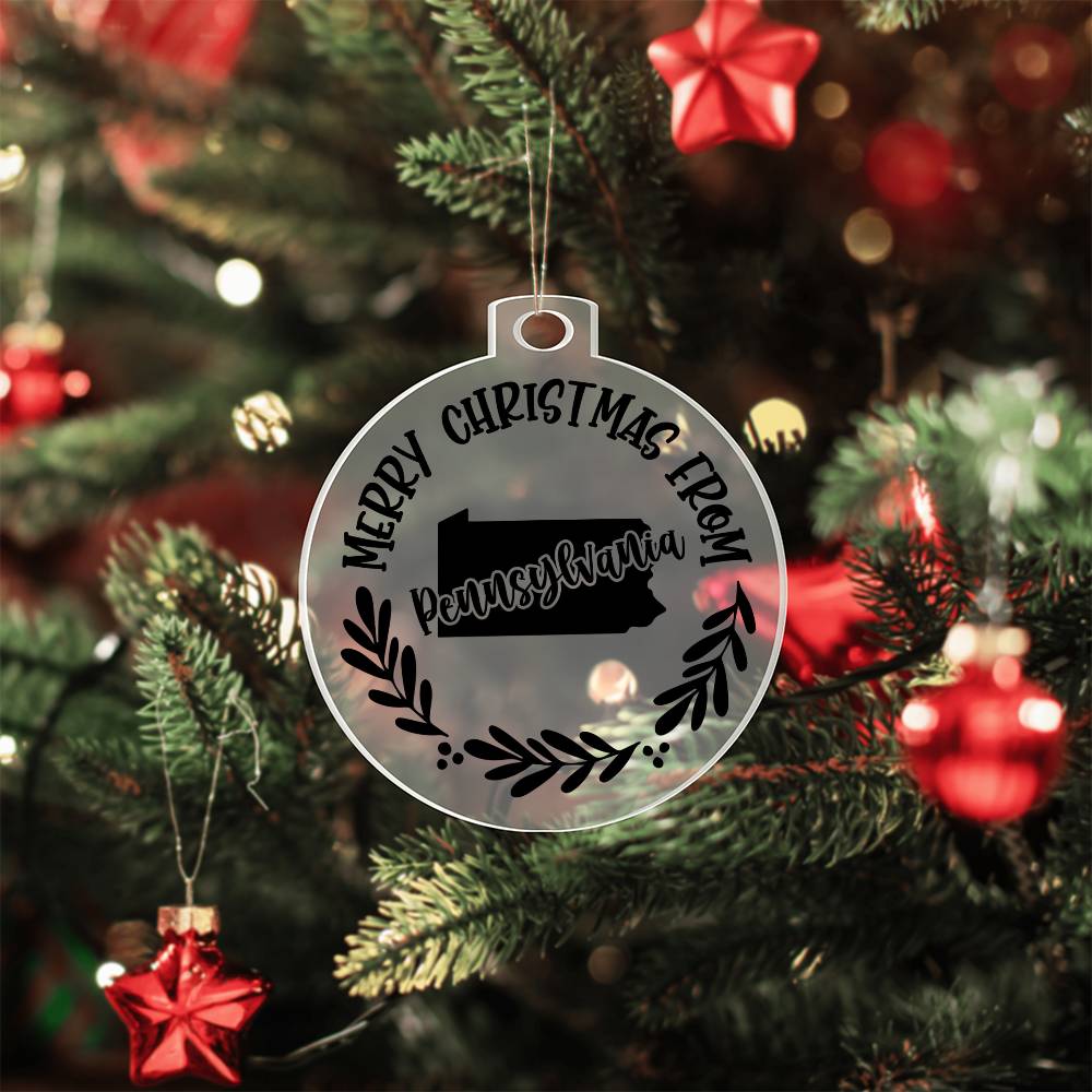 Merry Christmas From Pennsylvania - Acrylic Ornament