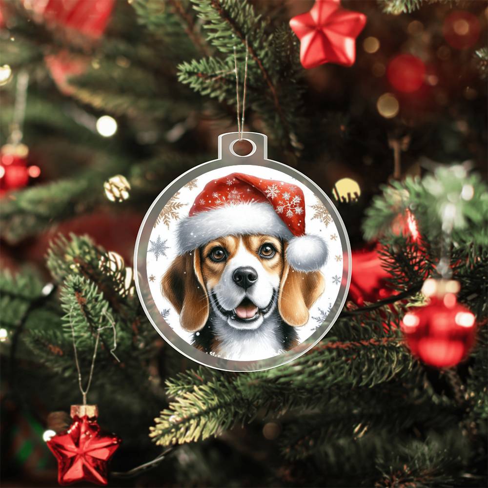 Christmas Dog - Beagle - Acrylic Ornament