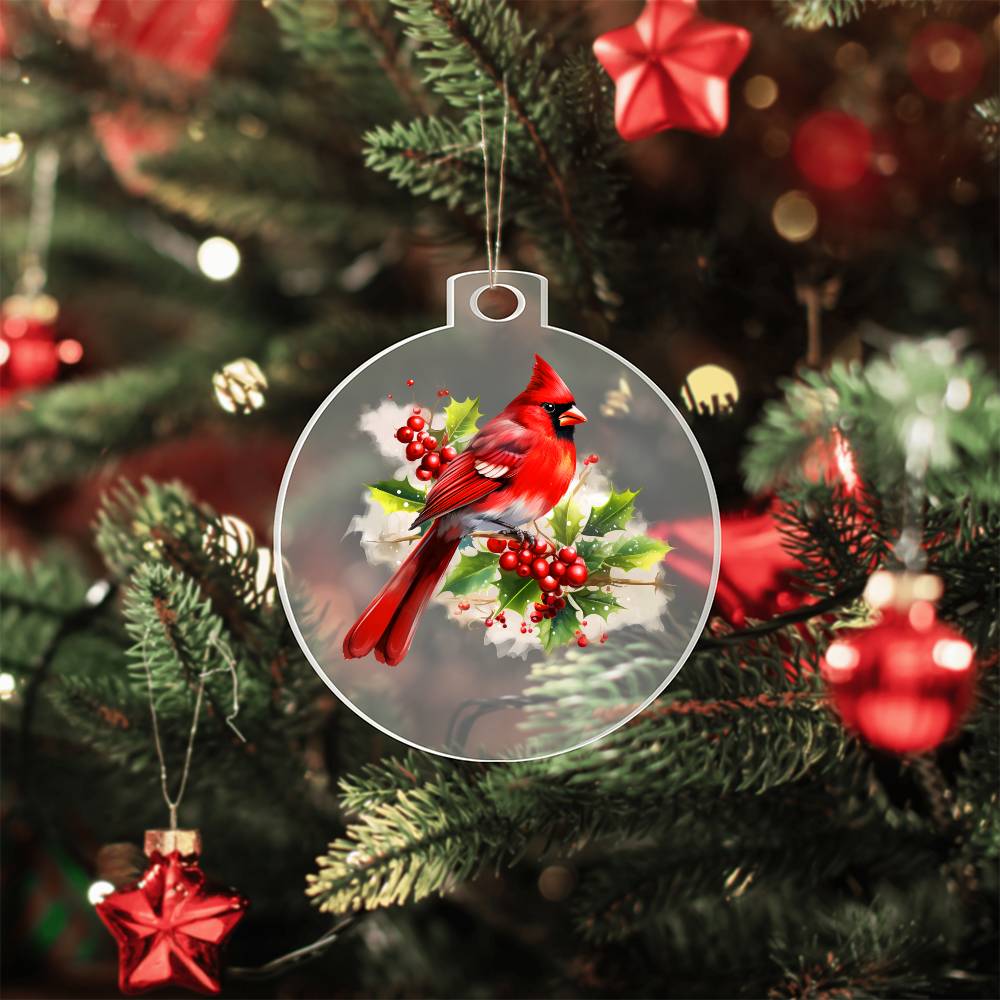 Christmas Cardinal 004 - Acrylic Ornament