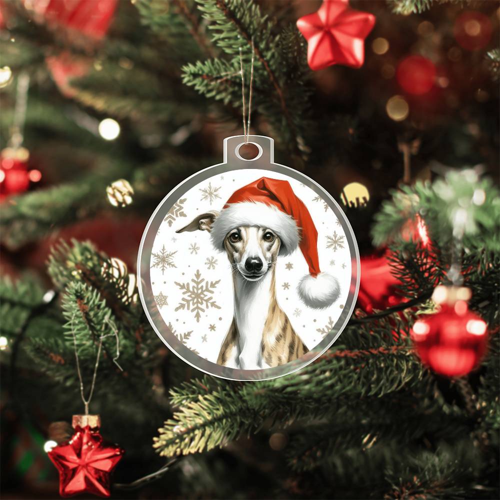 Christmas Dog - Whippet - Acrylic Ornament