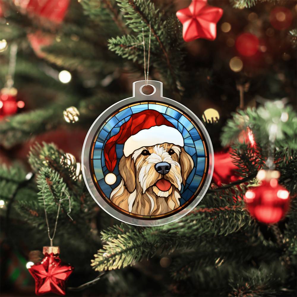 Dog Stained Glass Christmas Design 028 - Acrylic Ornament