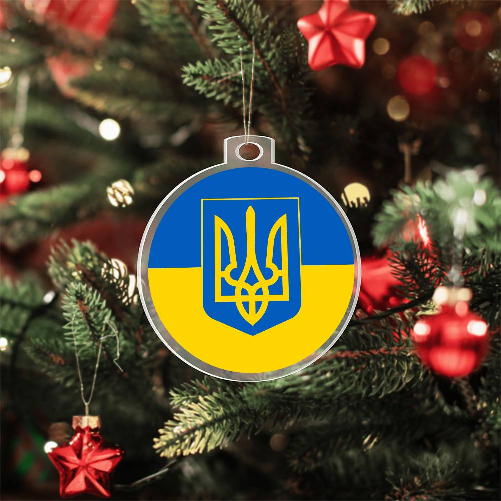 Tryzub And Flag Of Ukraine - Acrylic Ornament