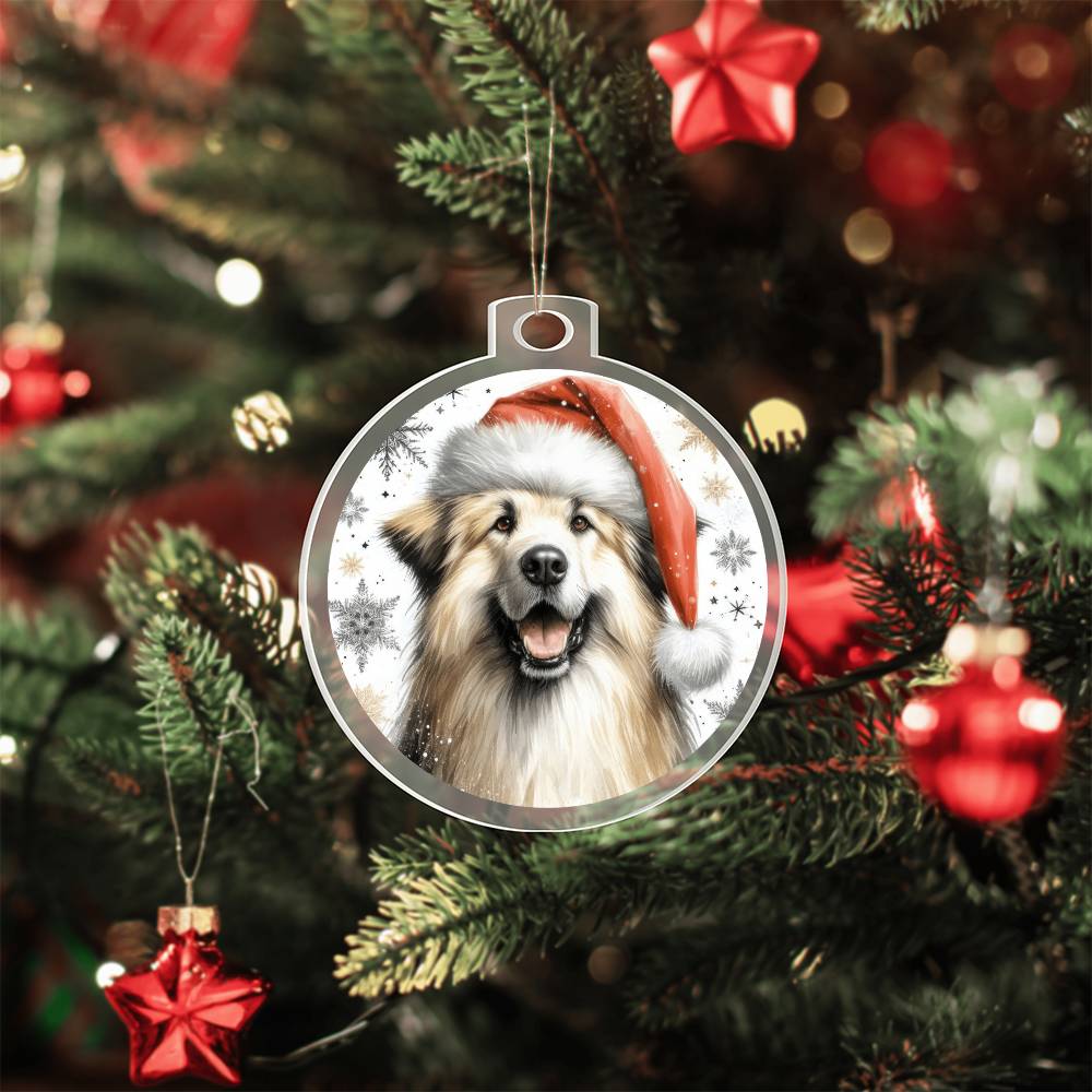 Christmas Dog - Pyrenean Shepherd - Acrylic Ornament