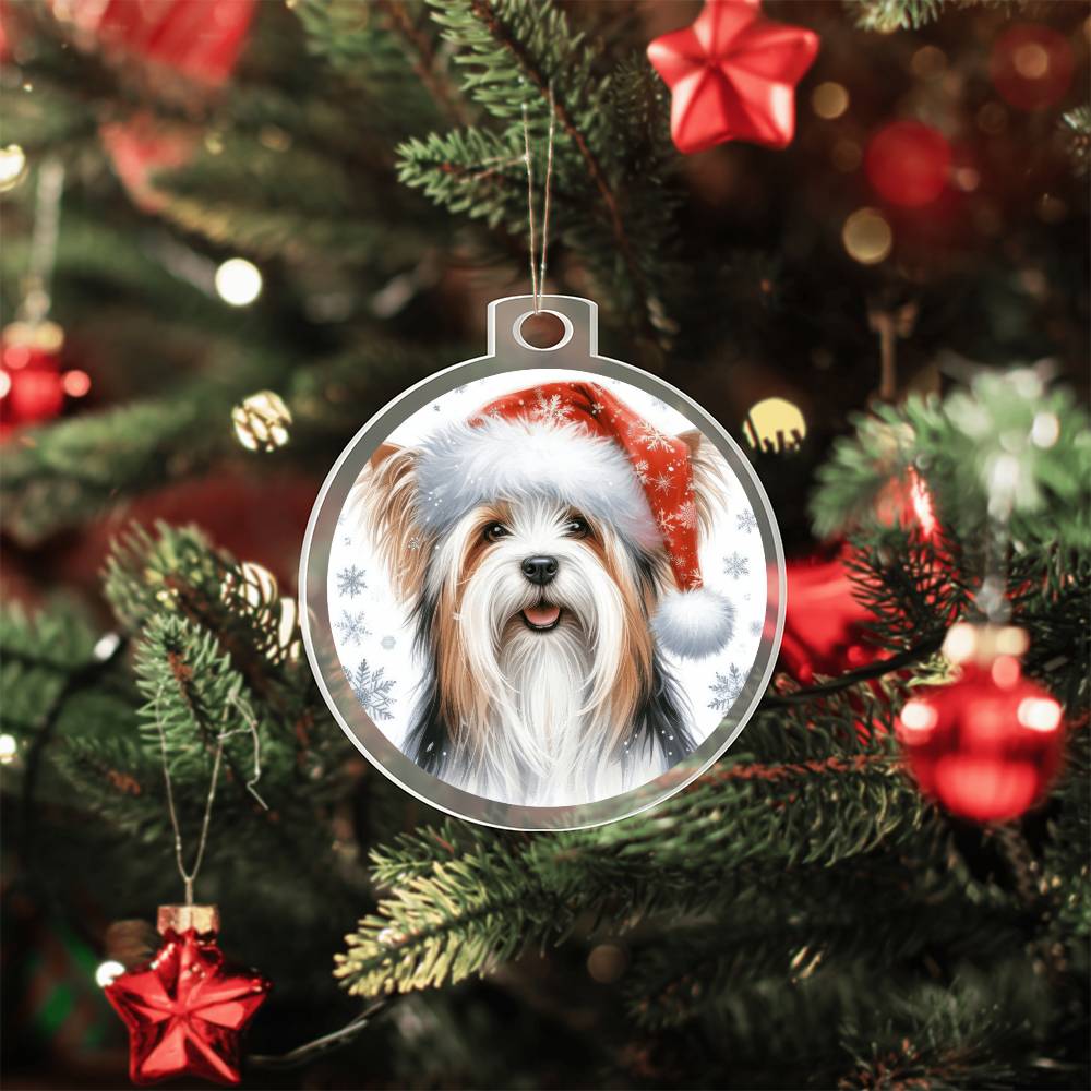 Christmas Dog - Biewer Terrier - Acrylic Ornament