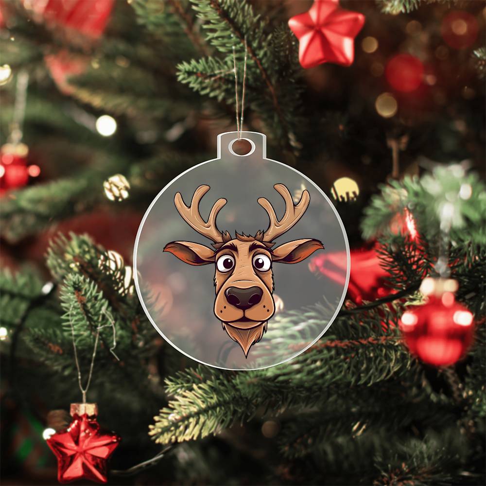 Funny Reindeer Face 13 - Acrylic Ornament